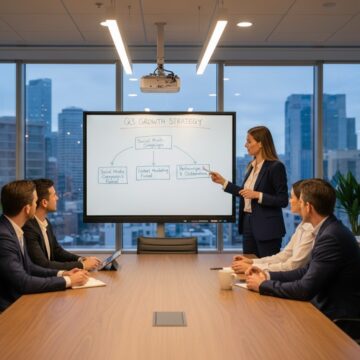 Un consultant marketing en train de faire une présentation