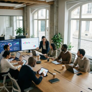 Un groupe d'étudiants qui étudie l'intelligence artificielle en communication