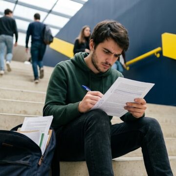 Un étudiant travaillant sur son cv alternance communication